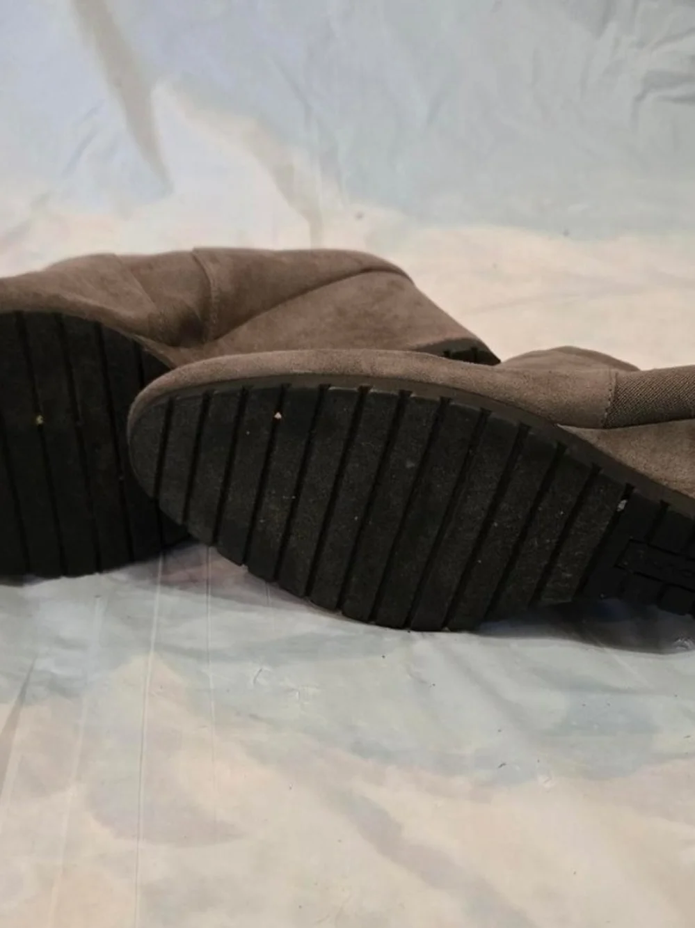 Bandolino Taupe Suede Wedge Slip-On Booties